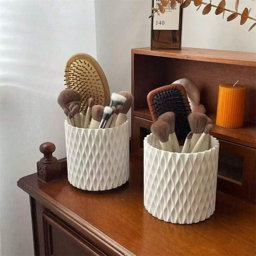 360° Rotating Brush And Pen Holder For Makeup Brushes - trắng - Xem 1