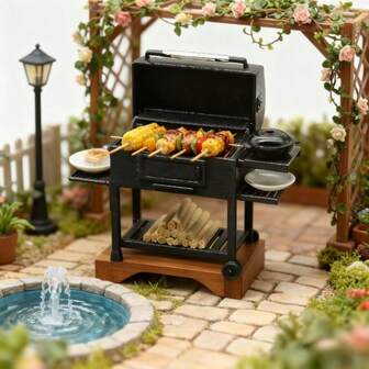 1/12 Escala Miniatura Modelo de Parrilla de Barbacoa - Coleccionable de Construcción y Accesorios - No se Requiere Electricidad, Excelente para Fiestas de Vacaciones y Decoración del Hogar, Decoración Navideña