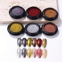 6 Colors Christmas Magic Mirror Powder Set - Nail Glitter Powder With Aurora Shiny Mirror Effect, Suitable For Nail Art Decoration And Design - Multicolor - View 10
