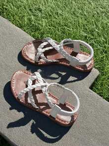 1 đôi dép xăng đan đế bằng co giãn, dễ thương cho trẻ em, thích hợp cho mùa hè, phù hợp với kích cỡ của mẹ, thích hợp cho các chuyến đi chơi, kỳ nghỉ, du lịch, bãi biển và vui chơi dưới nước. - Màu be - Xem 3