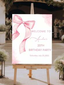 1pc Personalized Elegant Welcome Sign - Customizable Name And Text, Suitable For Birthday, Wedding, Bridal Shower Entrance, Designed With Pink Bow And Balloon - DIY Princess Theme Party Decor, Suitable For Birthday, Gathering, Home Garden Events - No Electricity Required, Easy Installation, Birthday Decoration, Lightweight Structure, High-Quality Printing, Ideal Choice For Event Planners - Multicolor - View 7