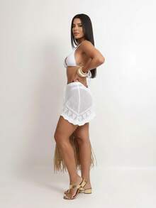 Saia de Tricot Crochê Saída de Praia Piscina Verão 2026 Luxo