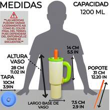 Termo/Vaso De Acero Inoxidable Grande Con Popote Y Tapa lavable, RR-40, 1200 ML,Botella, Vaso, Termo aislante ideal para gym, oficina, picnic, escuela, apto para hombre, mujeres y niños, 10 colores distintos. Vaso con agarradera, Termo de gran capacidad, termo para regalo. - Verde - Ver 10