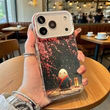 Funda de Teléfono con Patrón de Pato y Flor de Cerezo Negra para Modelos de  y  Adecuada para Todas las Estaciones Opción de Regalo Ideal - Negro - Ver 1