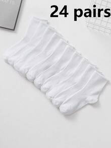 6/12/24 زوج من جوارب قصيرة بيضاء للأطفال، جوارب متوسطة الطول، جوارب رياضية، جوارب أطفال، مناسبة للحياة اليومية/الارتداء، قابلة للتنفس، مريحة، ناعمة، جوارب أطفال بدون كعب، جوارب رقبة مستديرة، مناسبة للأطفال من سن 1-16 سنة للارتداء - متعدد الألوان - مشاهدة 13