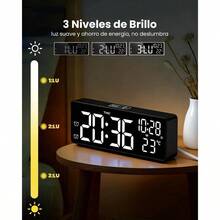 Projection Clock - White Casing, Mirrored Surface, White Lettering - View 4