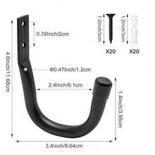 Garage 10 Heavy Duty Tool Hooks: Steel Wall Hanger, Tool Storage And Organizing Rack - Black - View 3