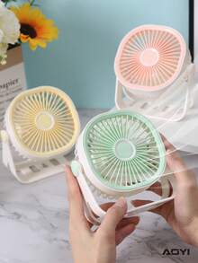 AOYI 1pc 500mAh Rechargeable Wall-Mounted/Desktop 3-Speed Adjustable Minimalist Desk Fan With Charging Cable - Multicolor - View 6