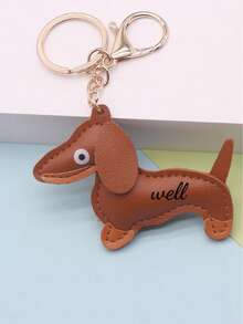 Customized Cute & Fashionable Mini Dachshund Leather Keychain, Car Accessories