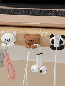 1pc Desk Cable Management Clip, Self-Adhesive Cable Organizer Suitable For Desk, Bedside, Wall, Car, Dorm And Office, Cute Headphone Cord Holder, No Drilling Required, Cable Management Accessory, Essential For Back To School - Multicolor - View 4