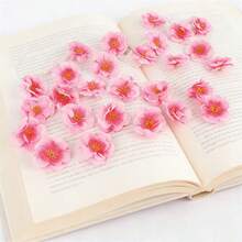 50pcs/100pcs/200pcs Simulated Peach Blossom Wedding Flower Scattering Plum Blossom Silk Dance Prop Decoration Peach Blossom Fake Flower Head Wedding Film And Television - Pink - View 3