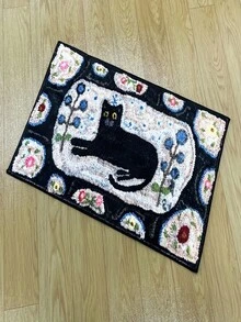 1件彩色花卉黑猫图案门垫,柔软耐用,可机洗,轻便舒适,重量超过850克/平方米,适用于厨房、客厅、卧室等场所,亦可作为装饰地毯使用。 - 彩色 - 查看 6