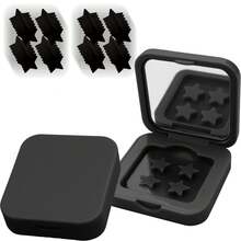 双面折叠镜，纯色（黑/白/黄/粉/绿） - 便携式桌面化妆镜，小巧方便 - 附赠60张装饰贴纸