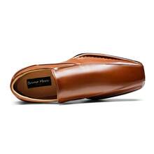 Men's Dress Shoes Formal Square Toe Slip On Loafers Leather Shoes - Brown - View 7