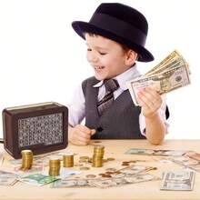 1pc Wooden Fun Number Calculation Money Box (Can Be Used For Children's Cognitive Learning), Desktop Interactive Money Box, Jigsaw Savings Challenge Can Target Savings Device, Novel Wooden Coin Savings Desktop Display Can, Currency Coin Slot Wooden Handicraft, Educational Savings Bank - Multicolor - View 2