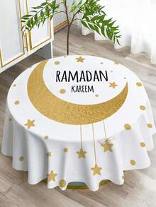 1 khăn trải bàn in họa tiết mặt trăng, khăn trải bàn hoạt hình hiện đại bằng polyester hình chữ nhật/tròn chống thấm nước, khăn trải bàn in kỹ thuật số thích hợp cho phòng khách, nhà ở, bàn ăn ngoài trời, bàn tròn nhỏ - Nhiều màu - Xem 15