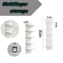 Black Plastic Wall Mounted Floating Shelf System, Elegant Curved Design And Smooth Surface - Heavy-Duty Modern Storage Rack With Angled Back Panel, Easy To Assemble, Space Saving Vertical Shelf, Suitable For Living Room, Bedroom, Foyer - Multifunctional Home Decoration - trắng - Xem 2