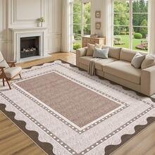Kitchen Bordered Home Decor Geometry Area Rug Soft Low Pile Non Slip Carpet Stain Resistant Floorcover Washable Thin Non Shedding Entrance Runner Rug Modern Easy To Clean Printed Mat Throw Rug For Laundry Living Room Hallway Bathroom Bedroom Dinning Room - 紅棕色 - 查看 3