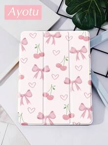 1pc Bow And Cherry Tablet Case & Kindle E-Book Case Compatible With IPad 10th Generation, IPad 11/Air 4th/Air 7th/9.7 Inches, Compatible With Samsung Galaxy Tab A9 Plus, Kindle (11th Generation-2024 Release)(6 Inch), Kindle Paperwhite 12th Gen 2024, Great Holiday Gift, Stylish And Simple Pattern. - Multicolor - View 3