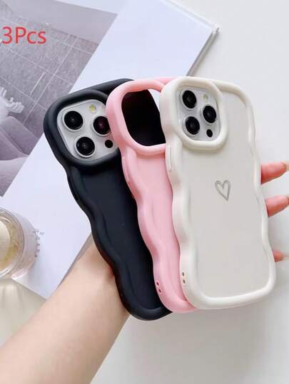 3pcs Macaron Color Heart Shaped DIY Phone Cases, Compatible With Samsung Galaxy S25, S24, S24 Plus/S24+, S24 Ultra, S24 FE, S20, S21, S22, S23 And 11/11 Pro/11 Pro Max, 12/12 Pro/12 Pro Max, 13/13 Pro/13 Pro Max, 14/14 Pro/14 Pro Max, 15/15 Pro/15 Pro Max