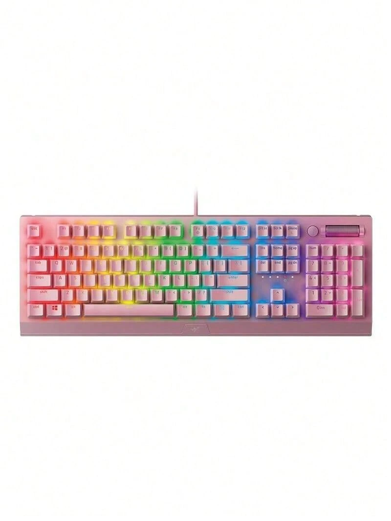 RAZER V3 Spider V3 Mechanical Keyboard, 104 Keys Full-Size, RGB Backlit, Ergonomic Wrist Rest, For E-Sports Gaming & PC - Pink - View 1