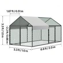 Metal Chicken Co Op For 4-6 Chickens, 3.3 X 6.6 X 3.3 Ft, Small Chicken Cage With Waterproof Cover & Double Doors, Spire Roof Poultry Run Compatible With Wooden Coops, For Rabbit Hen Goose Duck - 1*2*1m - 查看 11