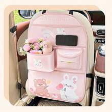 Multi-Functional Storage Bag With Multiple Compartments, Cute Bear Design, Faux Leather, Ideal For Car Interior Decor And Accessories, Car Seat Back Organizer|Playful Design|Durable Storage Bag, Car Seat Back Organizer, Car Seat Back Organ - Túi đựng đồ cho thỏ - Xem 9