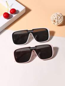 2 piezas Gafas de moda de marco cuadrado clásico casual de policarbonato para niños y niñas de 8 a 14 años para uso al aire libre - Multicolor - Ver 2