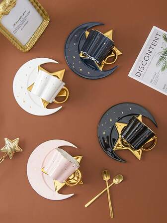 Ceramic Coffee Cup And Saucer Set, Suitable For Home Kitchen, Restaurant, Living Room, Gift, Drinking Tea, Coffee, Milk, Juice, Wedding, Party, Birthday