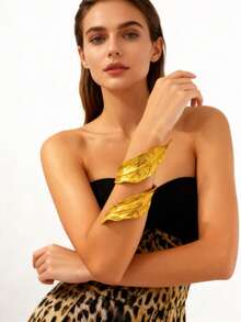 1 件夸张时尚高贵品质金属开口手镯，适合女士，适合办公室、派对、生日、社交活动、购物、约会、送礼