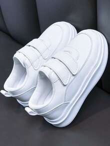 1 Pair Kids' Flat Non-Slip Casual Sports Shoes, Boys' Athletic Running Sneakers, Girls' Versatile Fashion Casual White Shoes, School Shoes - White - View 5