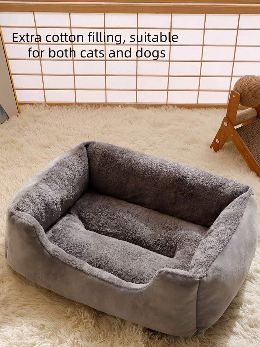 狗床、猫咪保暖床、防滑狗床、加厚幼猫床、幼犬宠物用品和猫窝。毯子、温暖加厚窝、毛绒狗床、加厚床垫、多功能可折叠幼猫床、猫咪睡垫、可水洗柔软毛绒狗床、加厚保暖宠物窝、舒适杏色可拆卸猫垫 - 彩色 - 查看 1