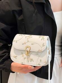 极简主义花卉刺绣迷你斜挎包