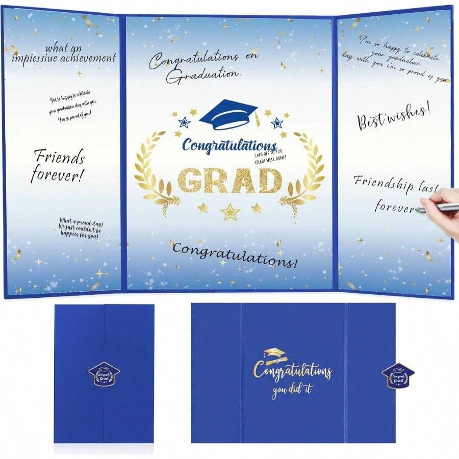 Graduation Decorations 2026, Black Gold Graduation Guest Book, Class Of 2026 Grad Guestbook Graduates Signature Congrats Grad Graduation Party Decorations Favors Supplies Gifts Idea Table Decor - Blue - View 1