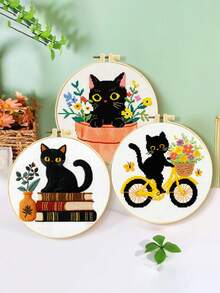 Easter Adult And Children's Embroidery Beginner Set Suitable For Beginners Embroidery Set Handmade Embroidery Beginner Set Printed Cross Embroidery Needle Point Set Suitable For Beginners Embroidery Set Easter Gift Easter Decoration - Beige - View 4