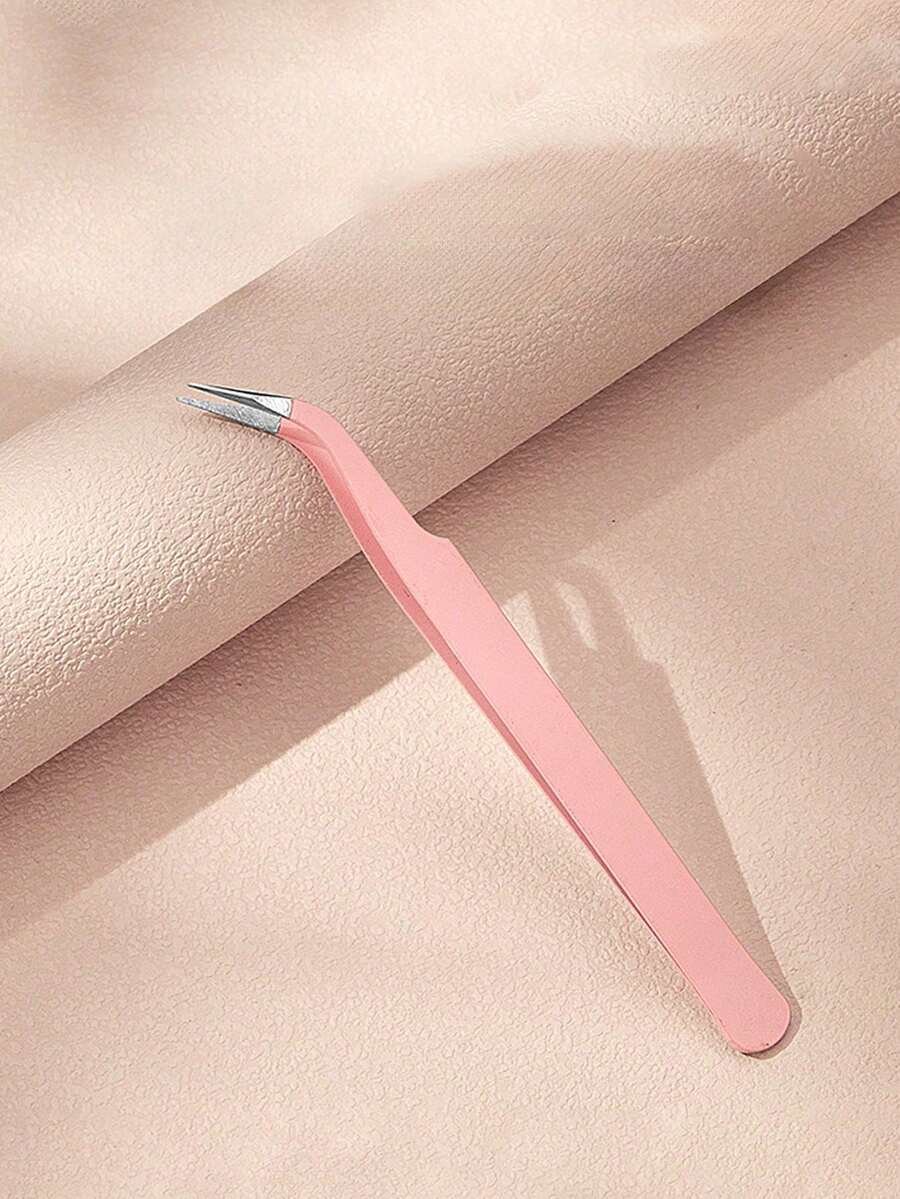 1pc Black Powder False Eyelash Tweezers Eyelash Tool Clip Eyelash Trim Eyelash Graft Eyelash Curler Dolphin Gold Feather Clip High Precision Flowering Tweezers - Pink - View 1