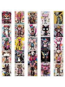 SCXXBSW 50 pièces Style Art Graffiti Fou, Autocollants Décoratifs PVC dessin animé Créatifs Convenant Pour Comptes Portables, Coques de Téléphone, Ordinateurs Portables, Ordinateurs, Valises, Réfrigérateurs, Guitares et Décorations de Vacances