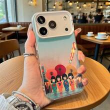Funda de Teléfono Diseño de Geisha Japonesa Azul Claro con Sombrillas y Linternas Rojas para iPhone 14 Pro Max  Galaxy S23 Plus Primavera Verano Otoño Invierno Opción de Regalo Ideal - Negro - Ver 1
