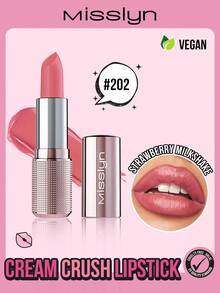 Misslyn 柔滑不粘腻保湿唇膏，柔滑滋润缎面唇膏，高光泽浓郁可叠加裸色，适合Y2K妆容、派对、海滩、旅行、假日、露营、户外活动、礼物、玫瑰、时尚女孩、新年彩妆、角色扮演、最佳旅行、节日、色彩缤纷、校园、学校、魅力氛围、中国新年、情人节礼物、纯素、零残忍、万圣节、南瓜、不给糖就捣蛋、10月31日、鬼魂 - #202 STRAWBERRY MILKSHAKE - 查看 2