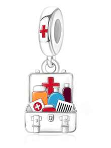 1pc Fashionable & Unique Medical Box Beaded Pendant, Heartwarming Memorial Creative DIY Bracelet/Necklace Gift - Multicolor - View 1