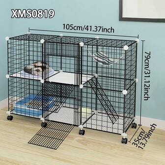 Movable Indoor Cat Cage, 2-Tier Small Apartment Cat House