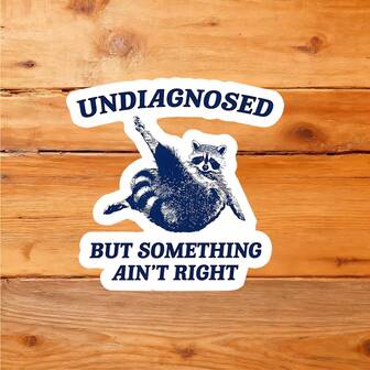 1PC 3inch Funny Raccoon Vinyl Sticker, Sarcastic Mental Health Humor Decal, Something Ain'T Right Meme Sticker, Waterproof Dark Humor Laptop Sticker, Quirky Self-Deprecating Joke Decal, Anxiety Meme Water Bottle Sticker, Chaotic Energy Raccoon Aesthetic Vinyl Decal, Ironic Therapy Joke Sticker Funny Raccoon Vinyl Sticker - Mental Health Humor & Chaotic Aesthetic Decal