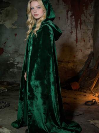 Capa con capucha unisex para fiestas y actuaciones, hecha de tela de terciopelo suave y gruesa, con múltiples colores para elegir, adecuada para varios festivales, disfraces de Halloween, demonios, vampiros, disfraces, accesorios festivos, convirtiéndola en el regalo perfecto para entusiastas del rol-playing.