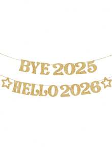 Żegnaj 2025 Witaj 2026 Baner Szczęśliwego Nowego Roku Baner Szczęśliwego Nowego Roku Dekoracje 2026 Żegnaj 2025 Dekoracje 2026 Brokatowe złote artykuły imprezowe - Złoto - Zobacz 7