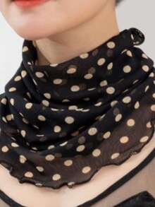 1 件女式 Snood 压皱雪纺假领女士围巾，时尚印花颈部保护围巾，防晒百搭优雅真丝围巾，适合日常穿着和外出活动情人节