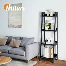 4-Tier Corner Ladder Bookshelf Space-Saving Display Storage Rack With Metal Frame For Living Room Bedroom Or Home Office Black Industrial Design - DSVJLADR4S - View 5