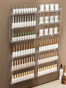 Giá đựng đồ trang điểm 3 tầng treo tường, kệ nổi trong suốt bằng acrylic với lớp keo chống trượt, giá trưng bày kính mắt thời trang, hộp đựng sơn móng tay. - Nhiều màu - Xem 1