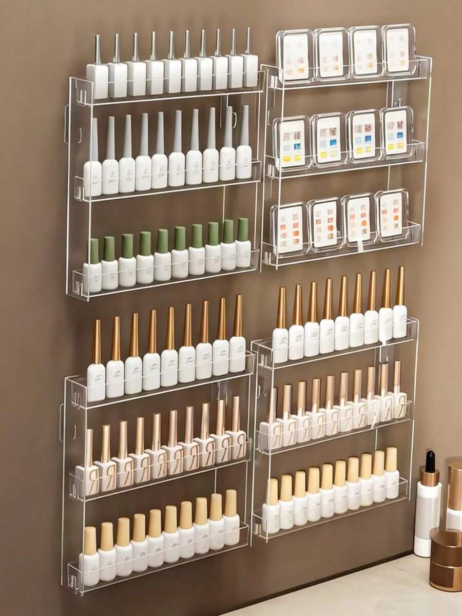 Giá đựng đồ trang điểm 3 tầng treo tường, kệ nổi trong suốt bằng acrylic với lớp keo chống trượt, giá trưng bày kính mắt thời trang, hộp đựng sơn móng tay. - Nhiều màu - Xem 1