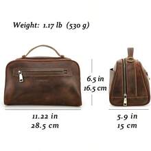Contacts Full Grain Leather Travel Toiletry Bag For Men Wash Bag Bathroom Shaving Dopp Kit Toiletries Organizer Vintage Cosmetic Bag Coffee Vintage - Coffe3 - View 6