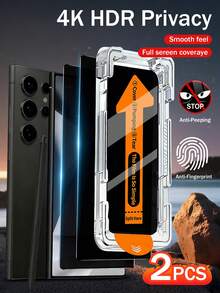 Yezodawee 适用于三星Galaxy S系列的2片装隐私屏幕保护膜,支持0.2秒指纹解锁,配备自动清洁和自动对齐工具,兼容三星Galaxy S25 Ultra/S25+/S25/S24 Ultra/24 Plus/24/23/22/21,25°防窥钢化玻璃,全覆盖,防指纹,防摔,防刮花,无气泡,是生日、送给家人、朋友的绝佳礼物,手机屏幕保护膜,手机配件屏幕保护必备品,适用于日常防护、办公、居家使用,防窥防水防震防摔防刮花。 - 2個 - 查看 2